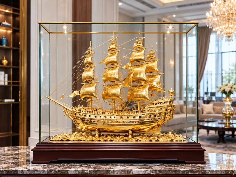 Mô hình thuyền buồm trang trí quầy lễ tân